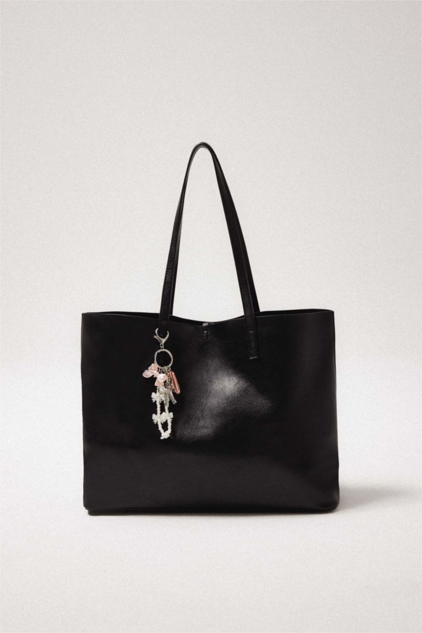 WOMAN MIXED Woman Bow Detailed Pompom Charm Keychain