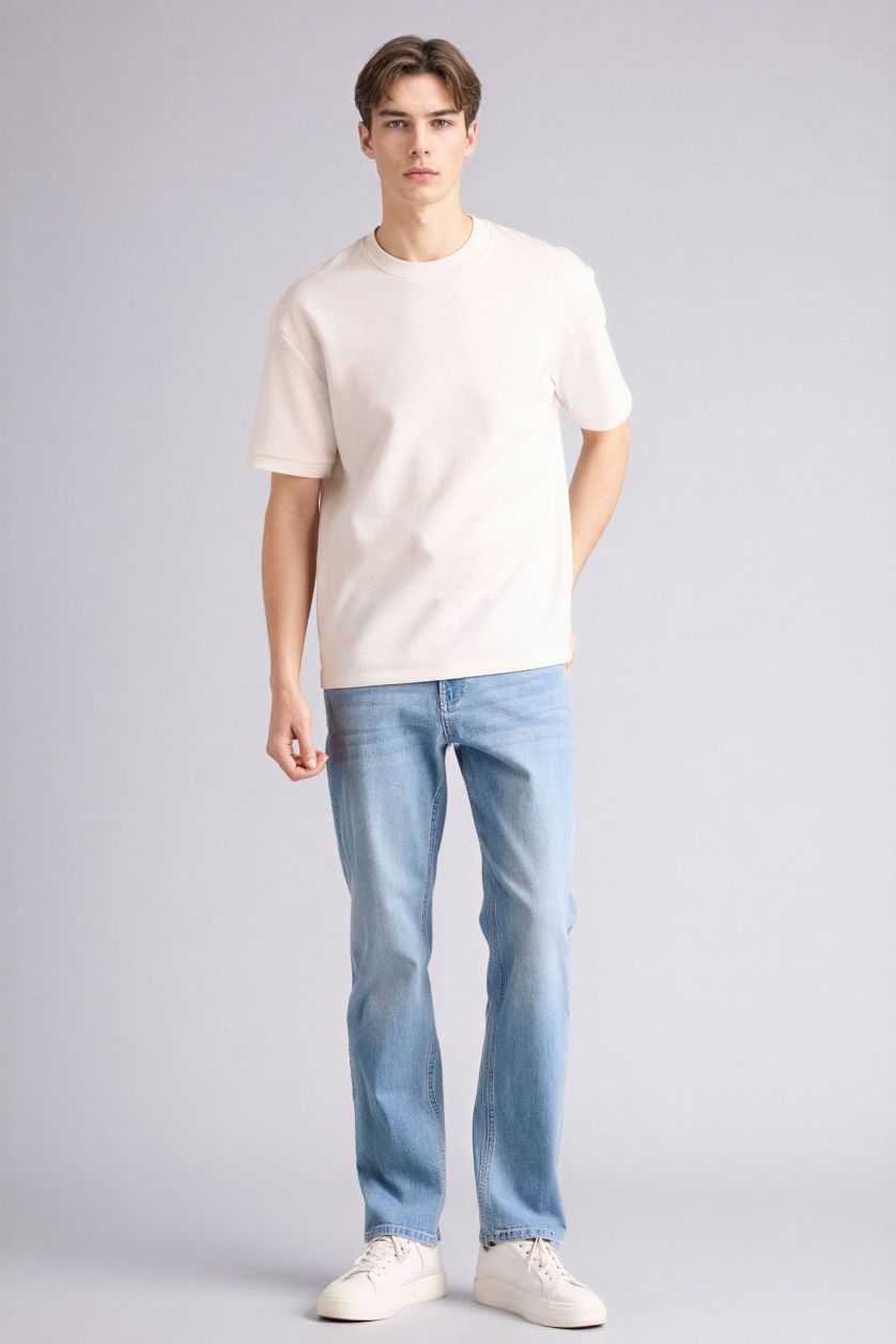 Erkek Açık Mavi Sergio Regular Fıt Normal Bel Boru Paça Düz Paça Jean Pantolon