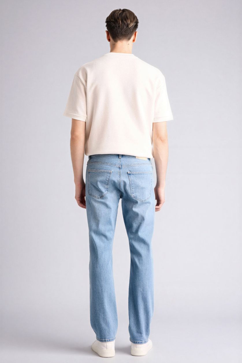 Erkek Açık Mavi Sergio Regular Fıt Normal Bel Boru Paça Düz Paça Jean Pantolon