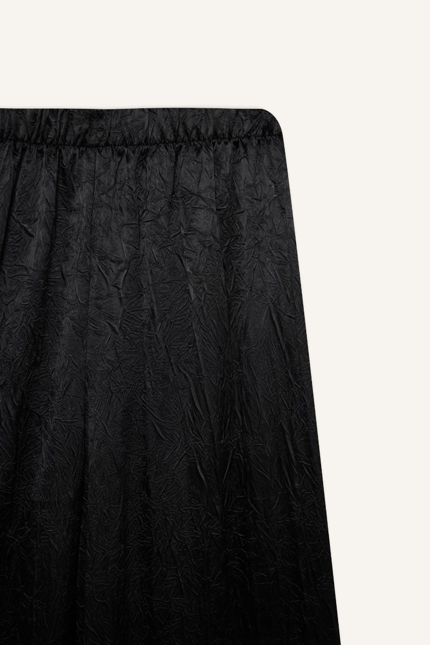 WOMAN Black Wide Leg High Waist Long Length Knit Trousers