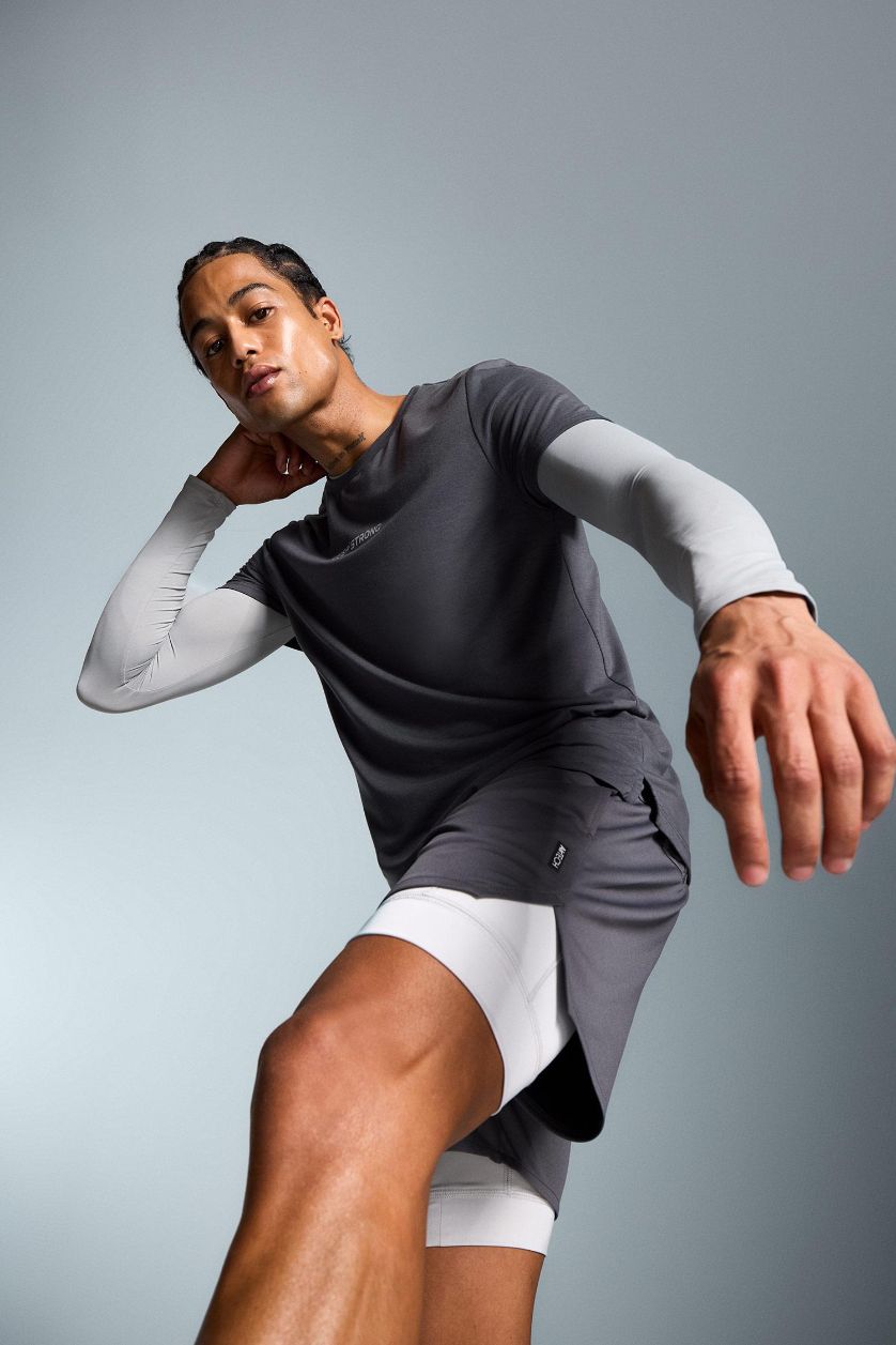 Erkek Antrasit Slim Fit Dar Kesim Sporcu Taytlı Şort