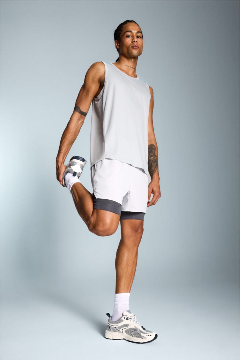 Man Light Grey DeFactoFit Slim Fit Sports Cotton Shorts