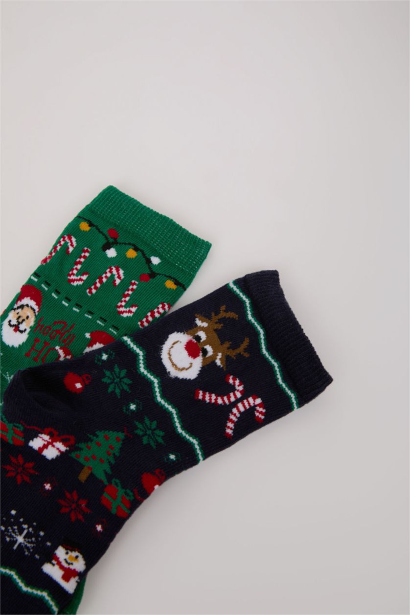 Erkek Çocuk - Genç Erkek Karma Kutulu Yılbaşı Temalı 2'li Pamuklu Uzun Çorap Erkek Çocuk