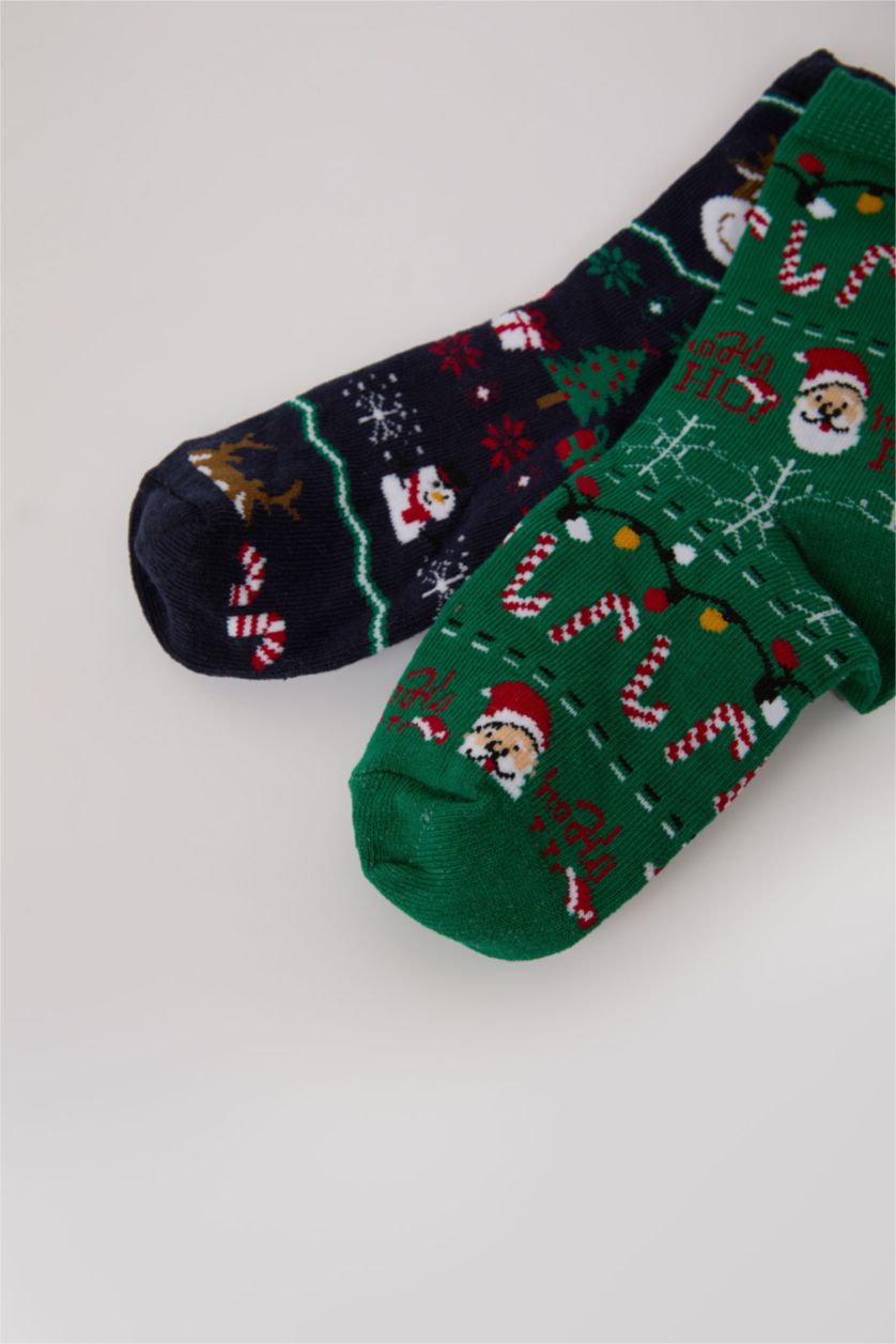 Erkek Çocuk - Genç Erkek Karma Kutulu Yılbaşı Temalı 2'li Pamuklu Uzun Çorap Erkek Çocuk