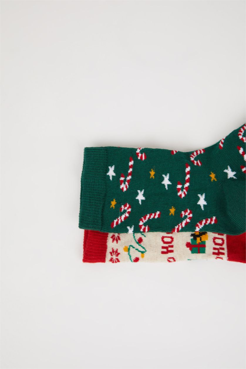 Erkek Çocuk - Genç Erkek Karma Yılbaşı Temalı 2'li Pamuklu Uzun Çorap Erkek Çocuk