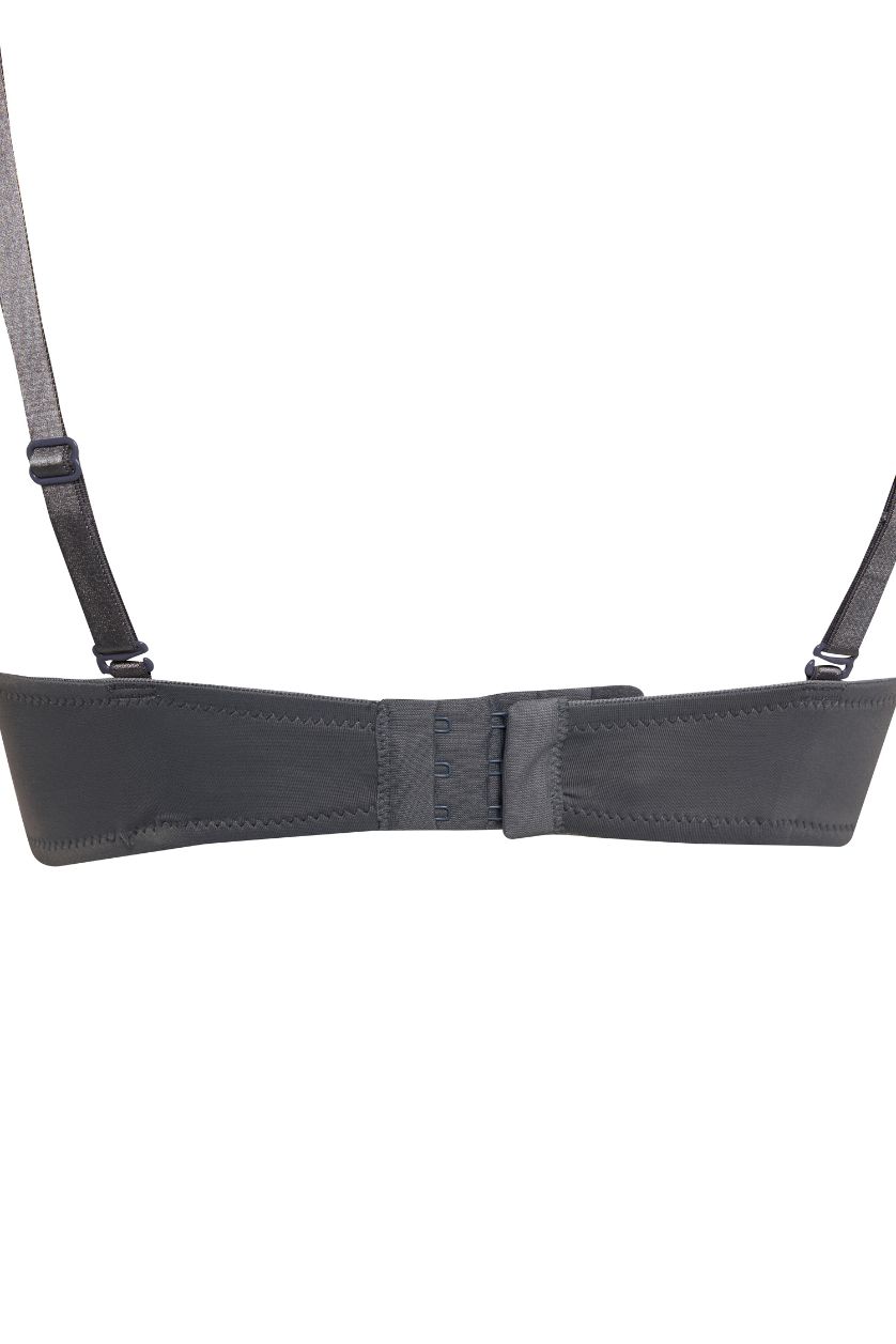 Kadın Koyu Gri Pedli Micro Straplez Sütyen	