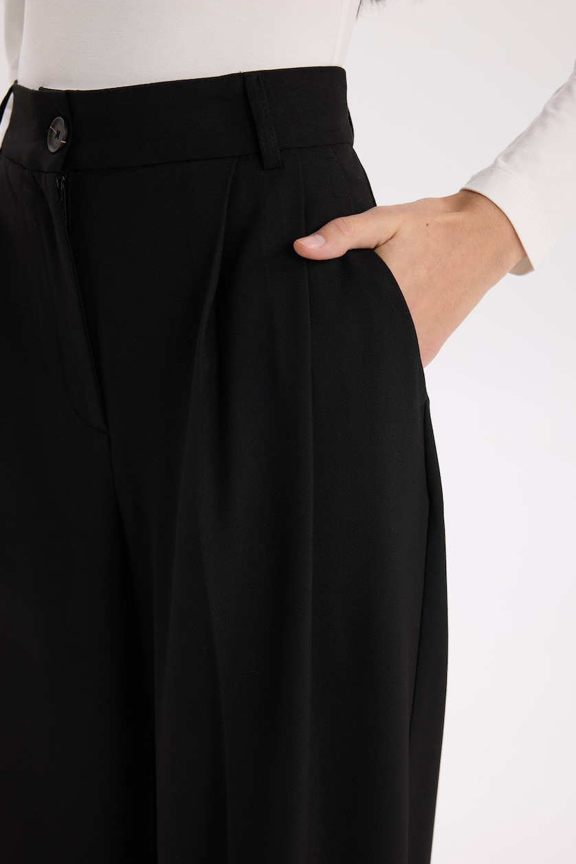 Kadın Siyah Wıde Leg Pantolon