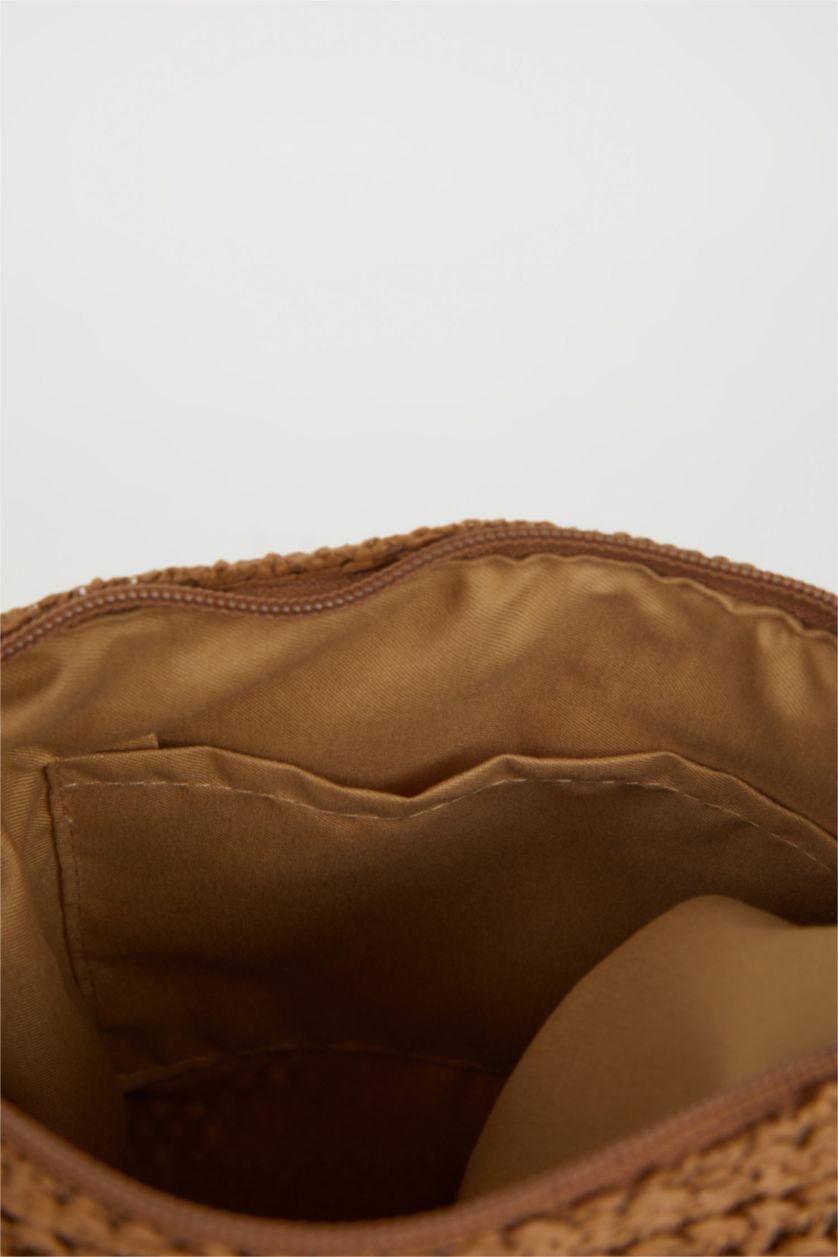 Kadın Koyu Kum Kadın Maksi Hasır Omuz Çantası