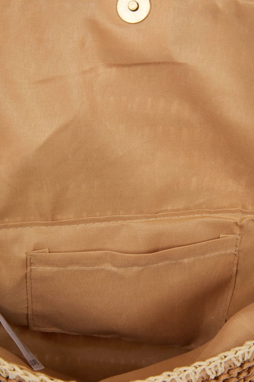 نساء رملي غامق جنطة كتف نسائي قش