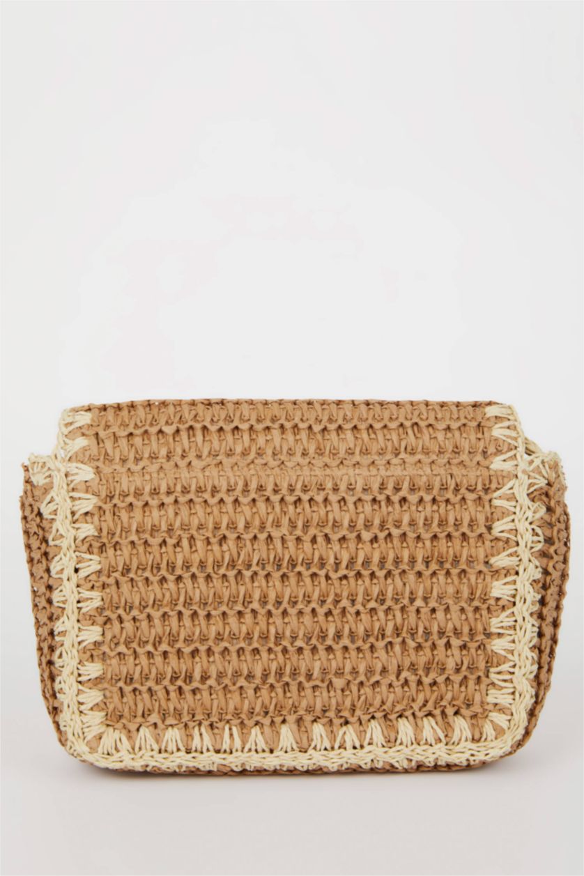 نساء رملي غامق جنطة كتف نسائي قش