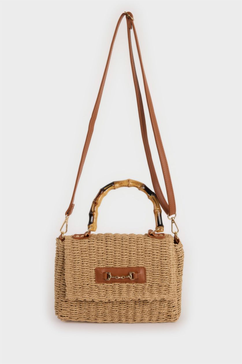 Woman Light Sand Woman Straw Shoulder Bag