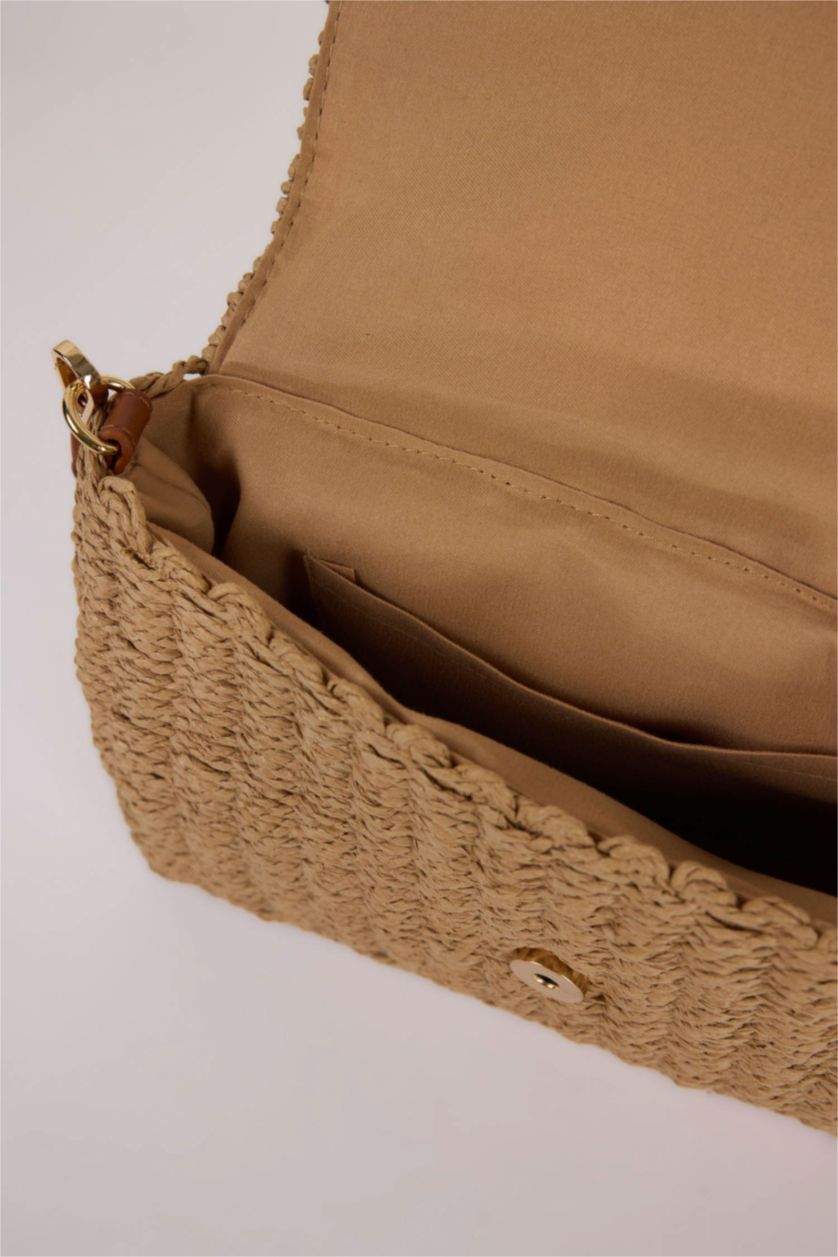 Woman Light Sand Woman Straw Shoulder Bag