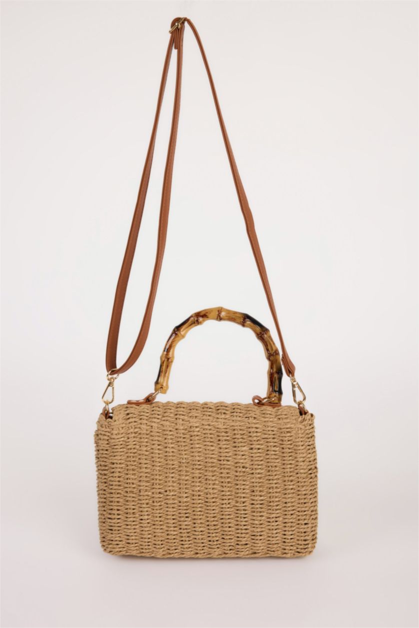 Woman Light Sand Woman Straw Shoulder Bag