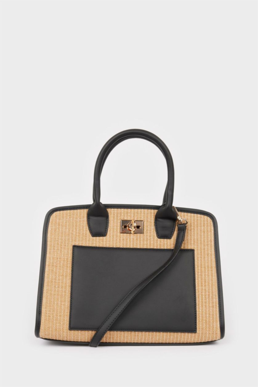 Woman Dark Sand Wicker Shoulder bag