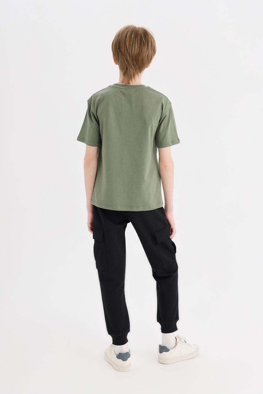 Erkek Çocuk - Genç Erkek Haki 2'li Takım Kısa Kollu Tişört Kargo Cepli Pantolon Erkek Çocuk