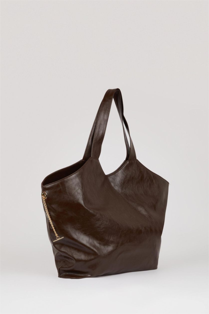 Kadın Koyu Kahve Kadın Maksi Suni Deri Omuz Çantası