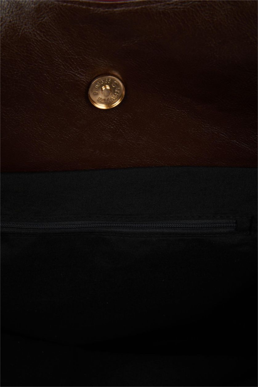 Kadın Koyu Kahve Kadın Maksi Suni Deri Omuz Çantası