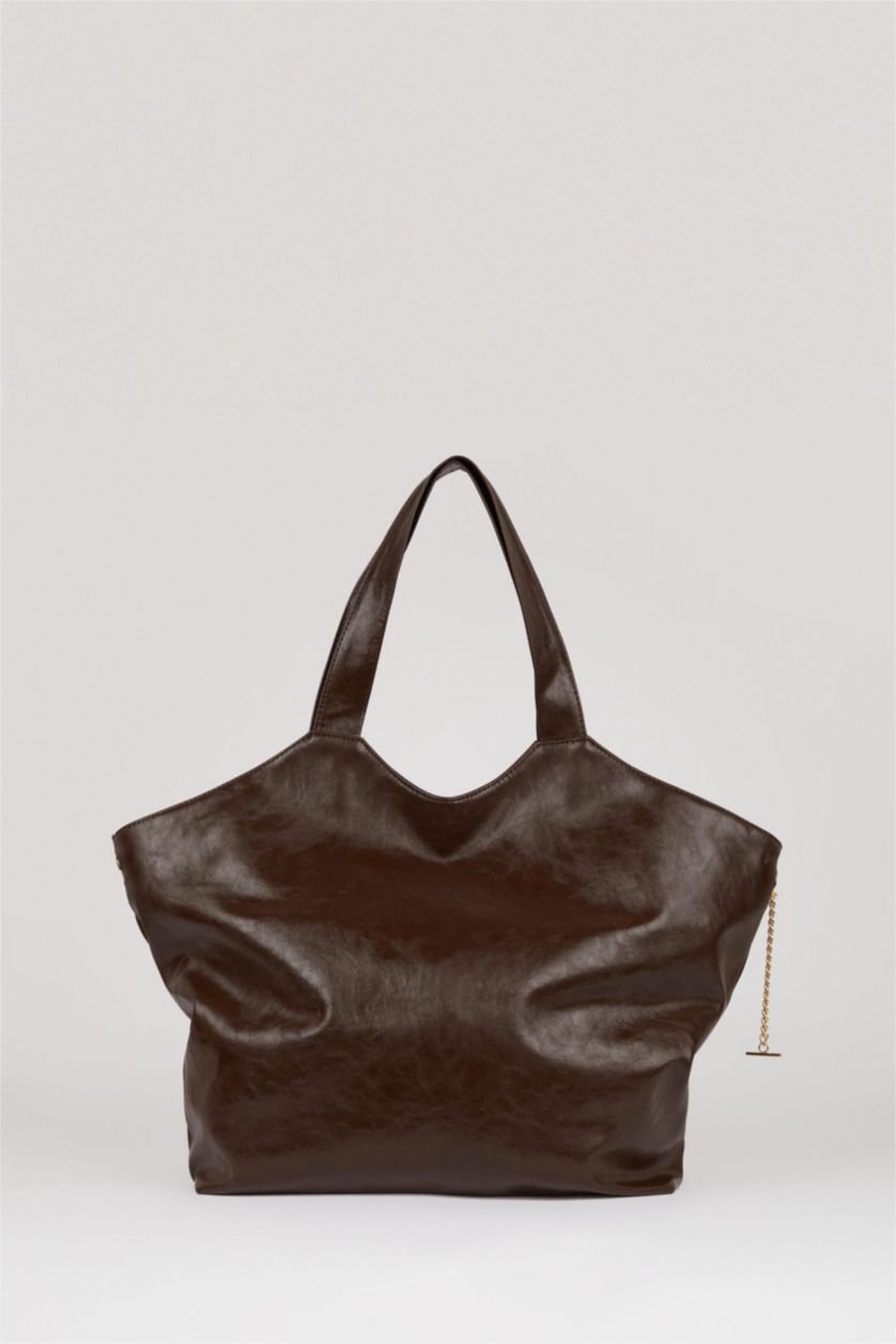 Kadın Koyu Kahve Kadın Maksi Suni Deri Omuz Çantası