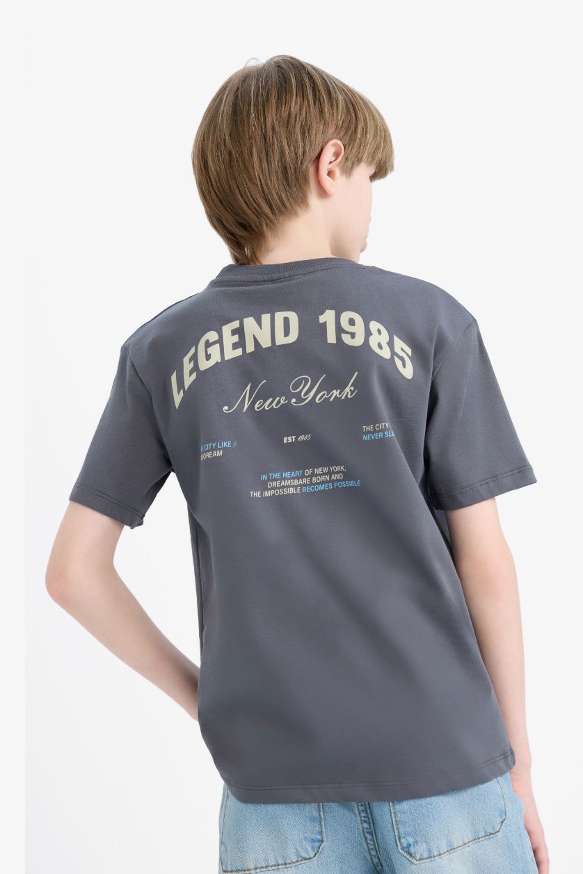 BOYS & TEENS Anthracite Boy Crew Neck Back Printed T-Shirt