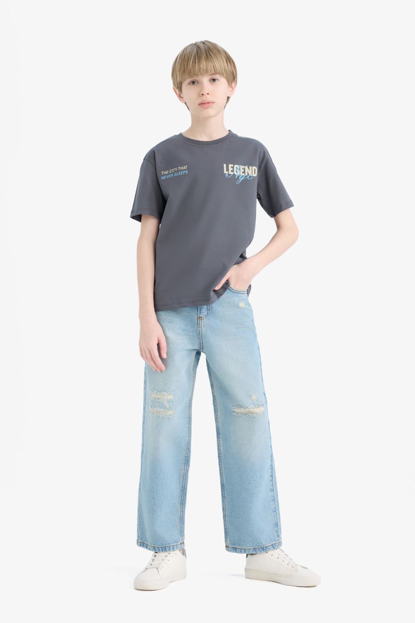 BOYS & TEENS Anthracite Boy Crew Neck Back Printed T-Shirt