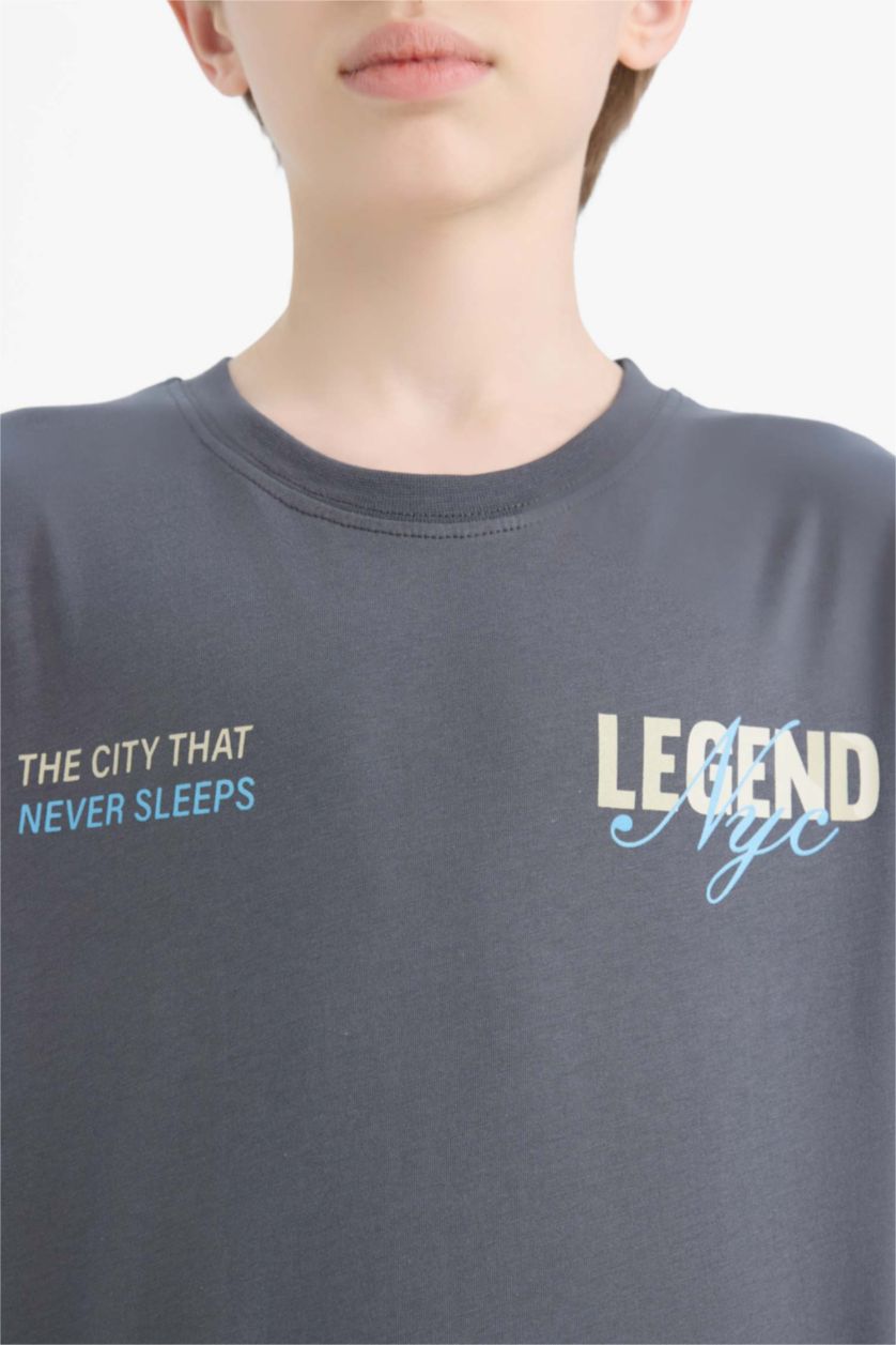 BOYS & TEENS Anthracite Boy Crew Neck Back Printed T-Shirt