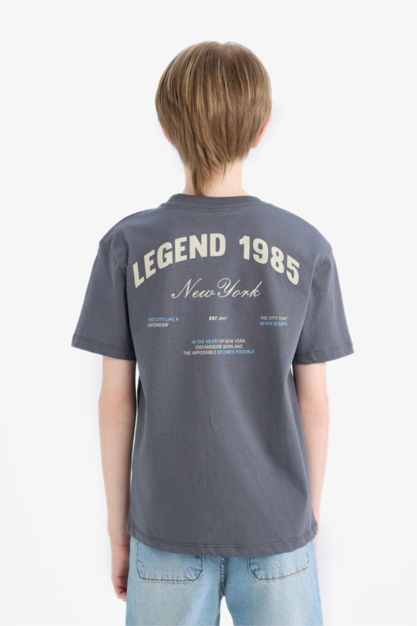 BOYS & TEENS Anthracite Boy Crew Neck Back Printed T-Shirt