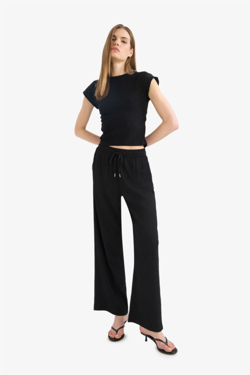 WOMAN Black Straight Fit Trousers