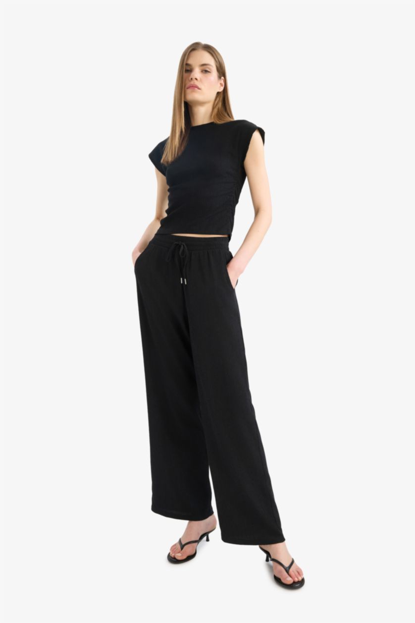 WOMAN Black Straight Fit Trousers