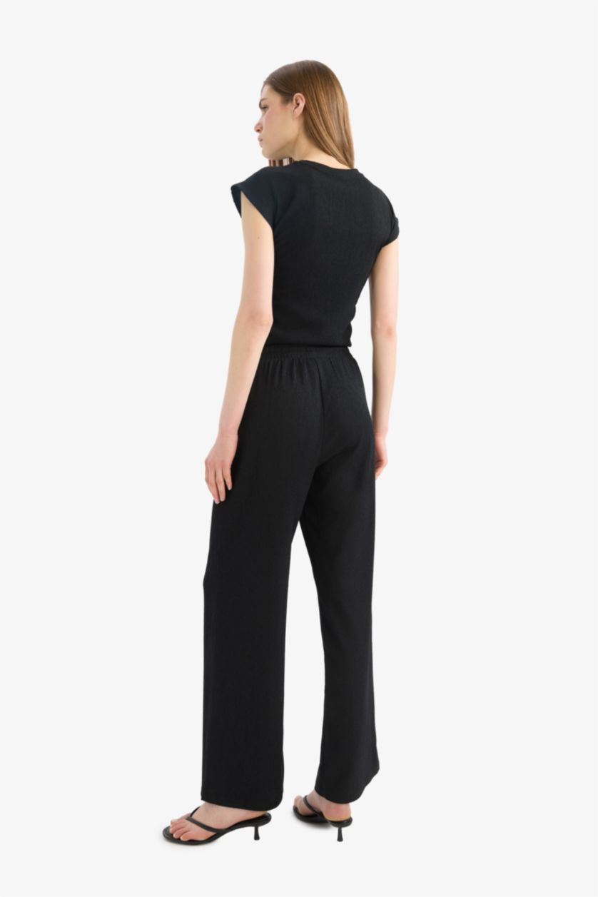 WOMAN Black Straight Fit Trousers