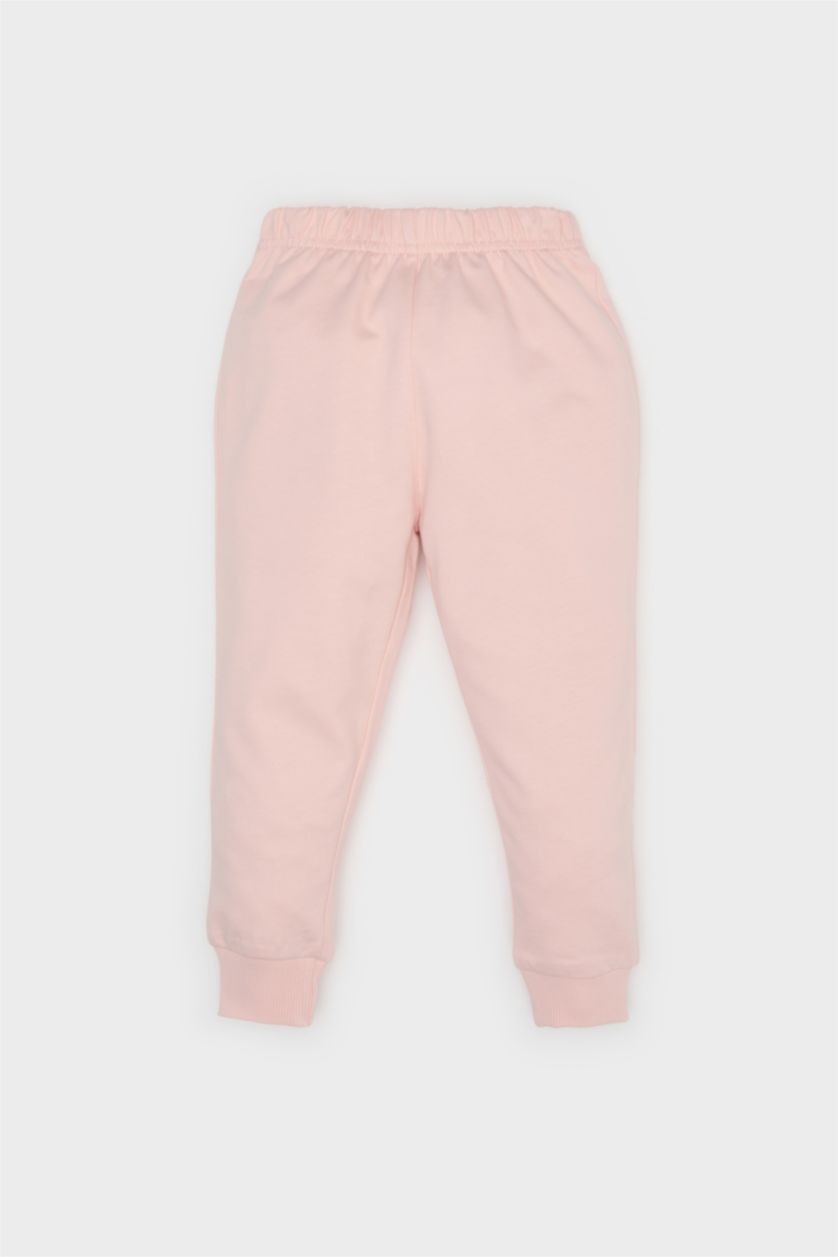 Kız Bebek Pembe Kız Bebek 2'li Takım Fiyonk Baskılı Sweatshirt Beli Lastikli Eşofman Altı