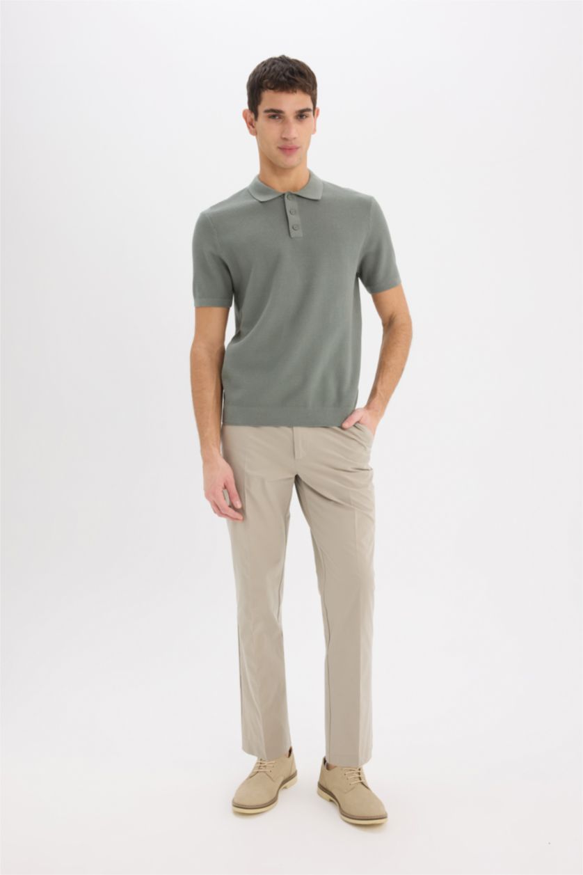 Erkek Haki Standart Fıt Kısa Kollu Polo Tişört