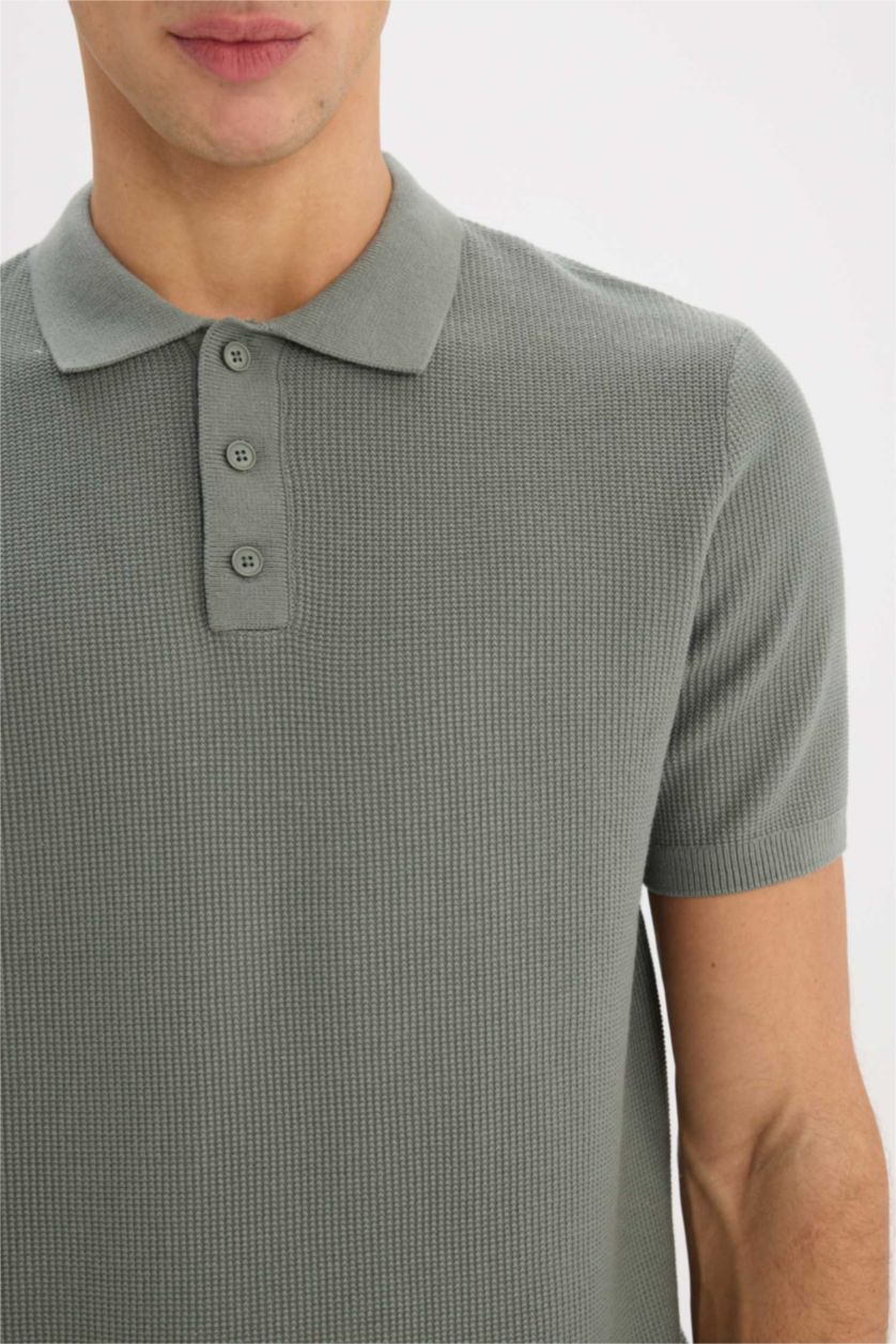 Erkek Haki Standart Fıt Kısa Kollu Polo Tişört