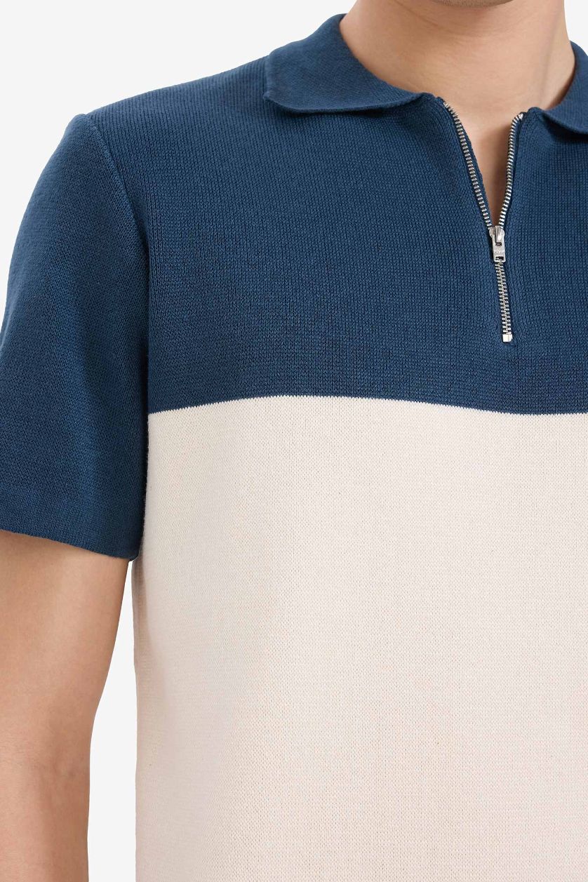 رجال بيج فاتح تيشيرت بولو تريكو قصة عادية بياقة بولو