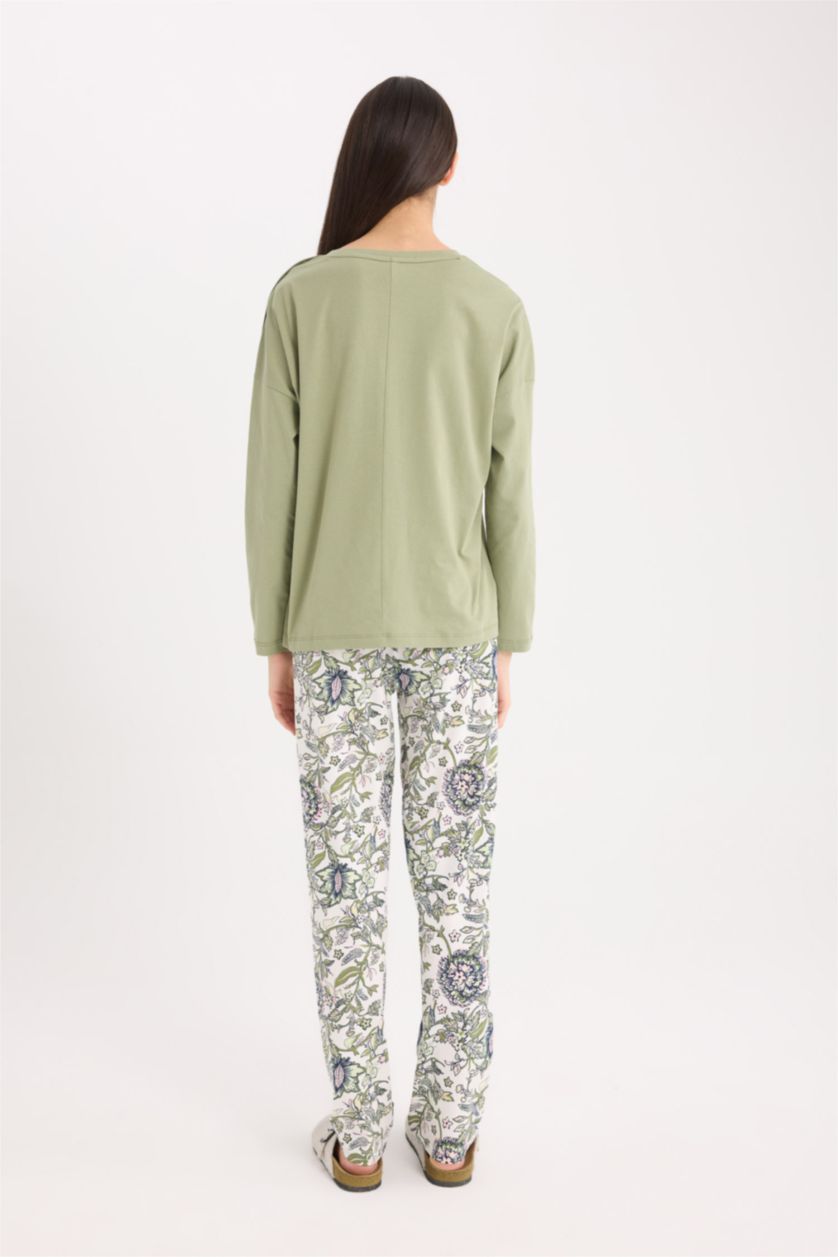 FEMME Kaki Ensemble Pyjama Top à manches longues et pantalon à motifs de Fall in Love