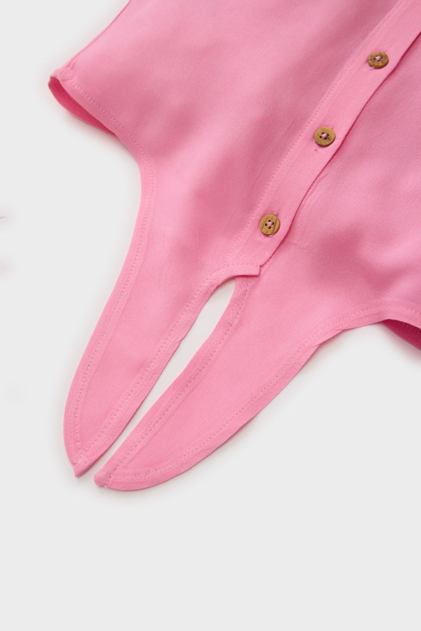 طفلة صغيرة زهري قميص نص كم بناتي قصة عادية