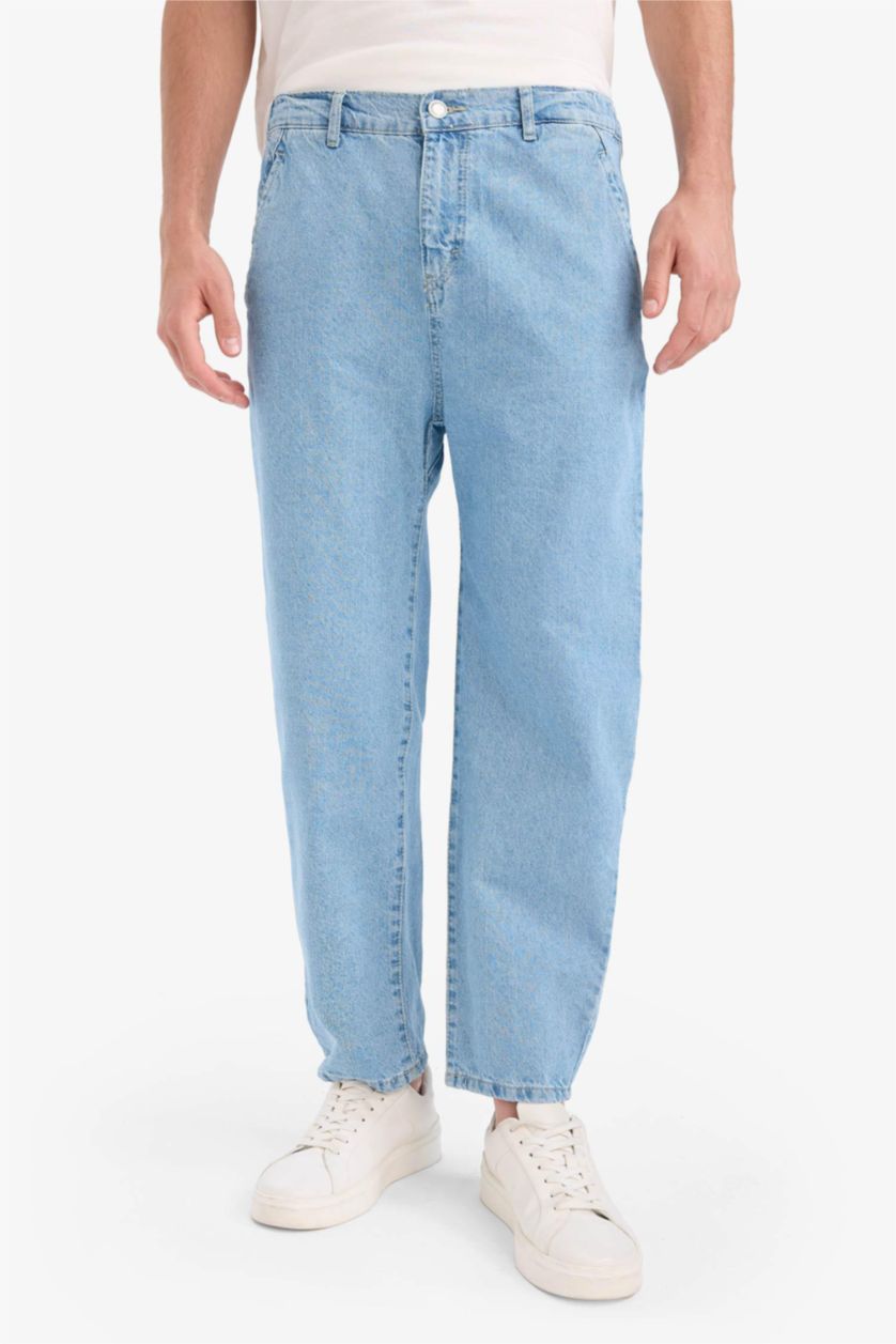 رجالي أزرق فاتح بنطلون جينز قطن قصة فضفاضة مريحة برجل عادية