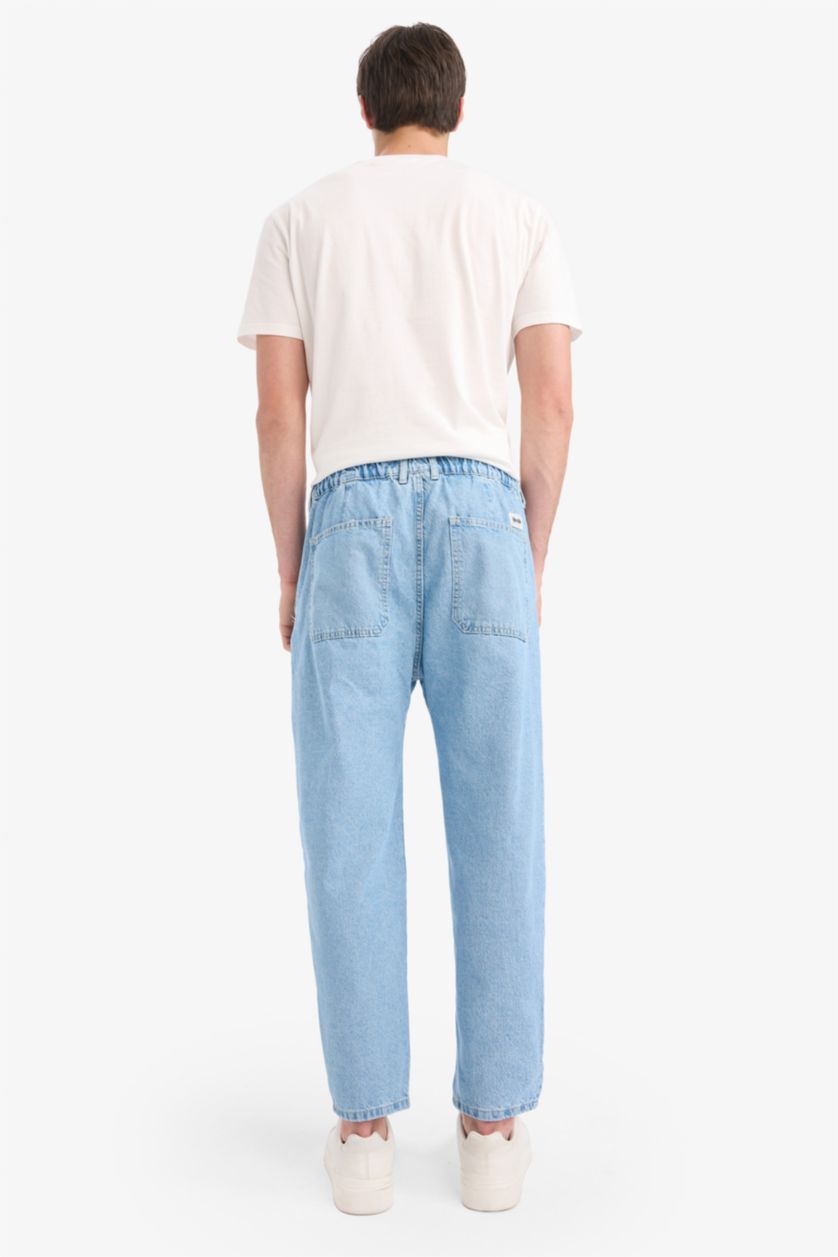 رجالي أزرق فاتح بنطلون جينز قطن قصة فضفاضة مريحة برجل عادية