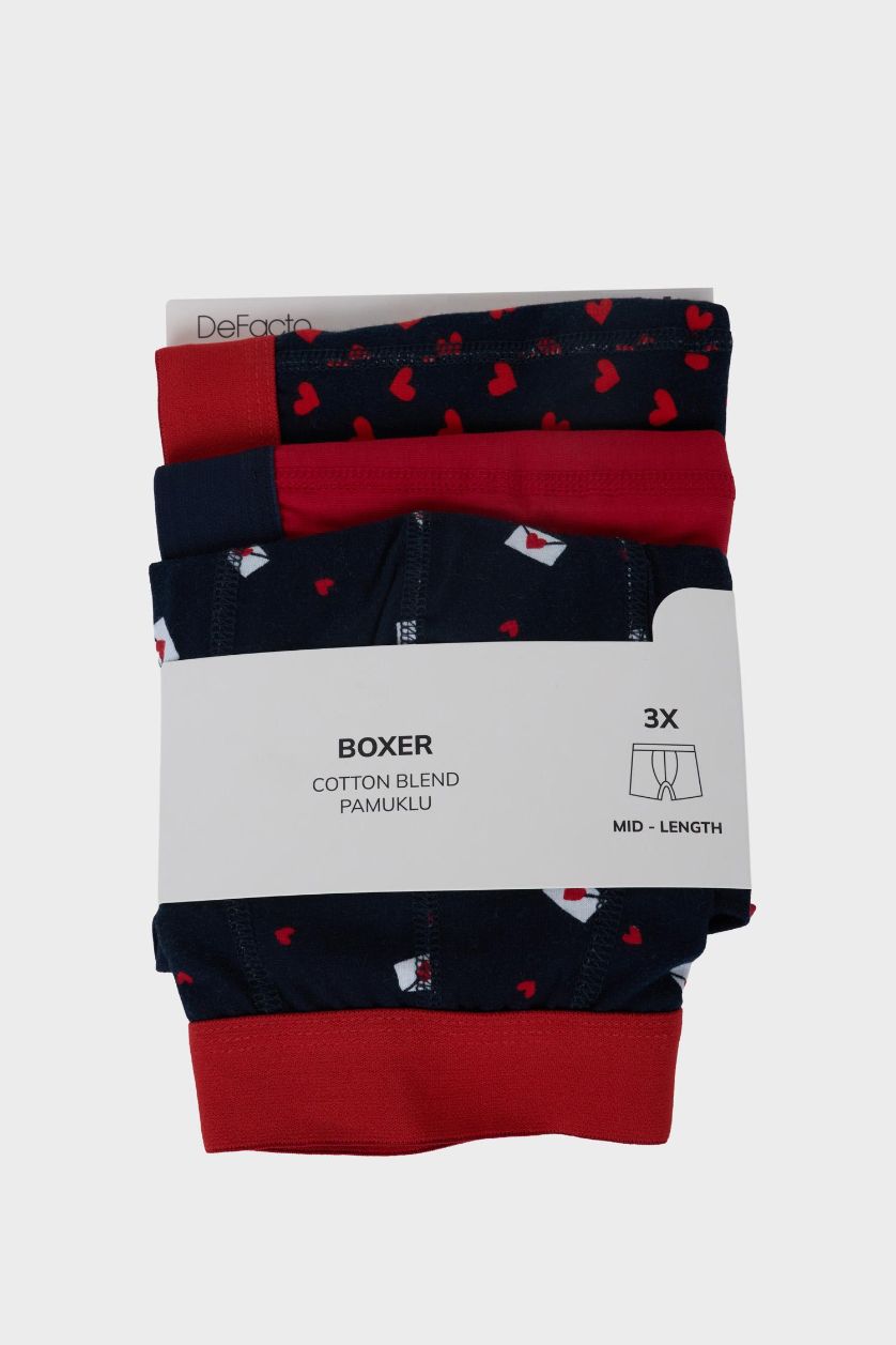 رجال كحلي بوكسر قصة عادية وطبعة قلب - 3 قطع