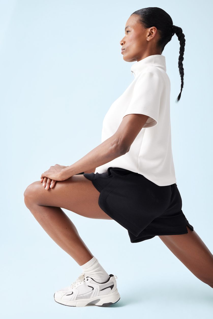 Kadın Siyah Standart Fıt Sporcu Kısa Paça Modal Şort