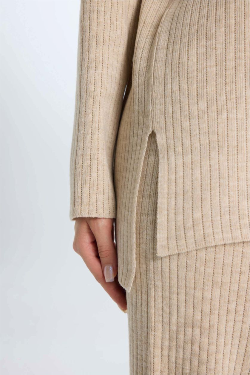 FEMME Écru Pull tricot basique à col rond Coupe relax