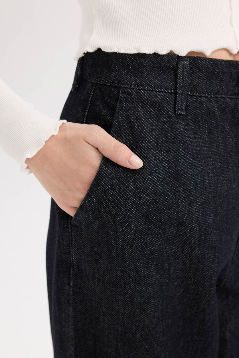 WOMAN Dark Blue Baggy Fit High Waist Long Jeans