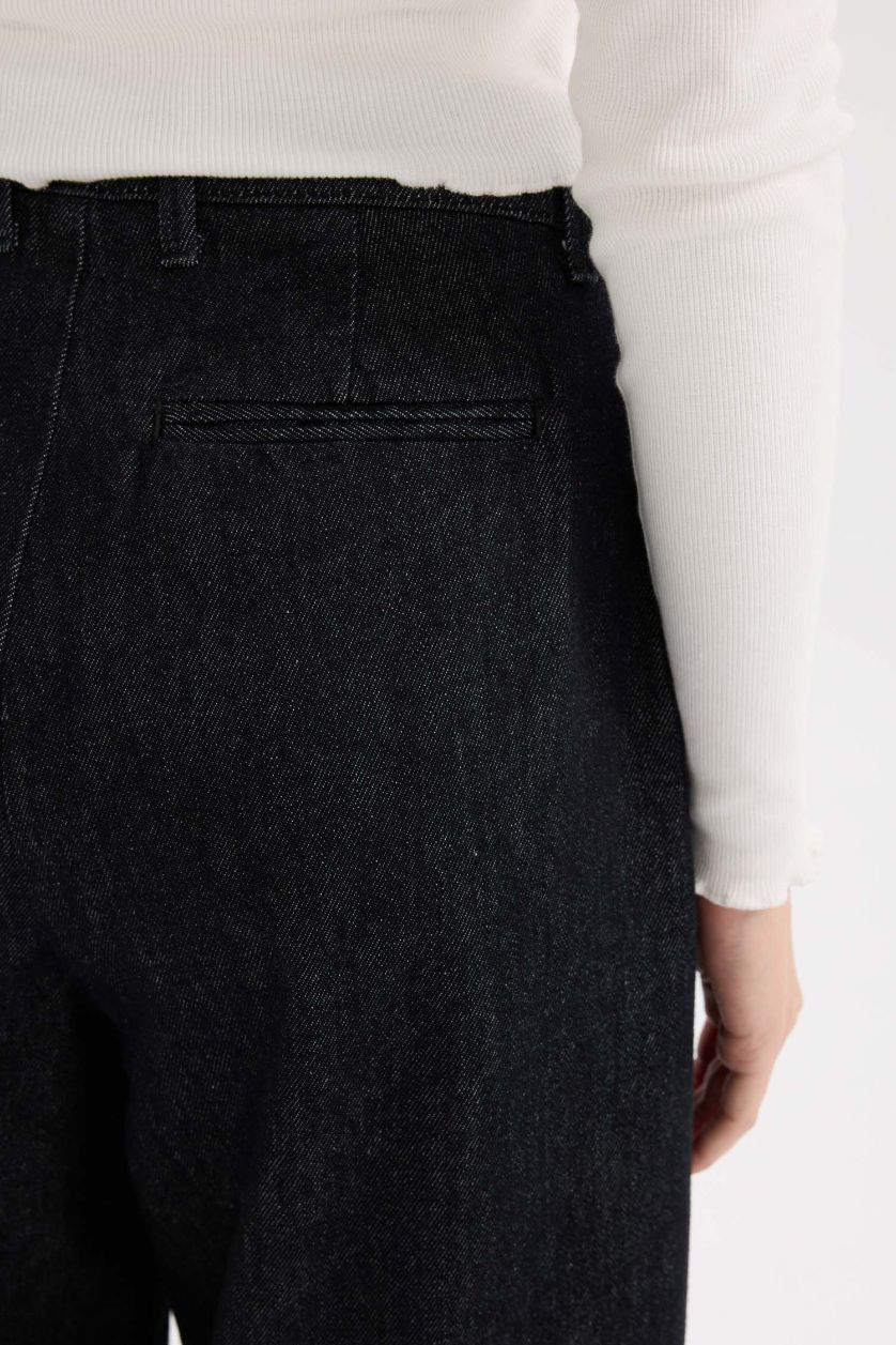 WOMAN Dark Blue Baggy Fit High Waist Long Jeans