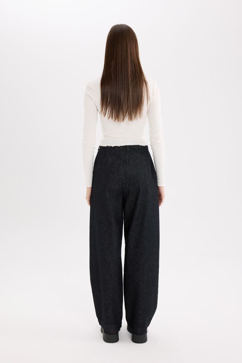 WOMAN Dark Blue Baggy Fit High Waist Long Jeans