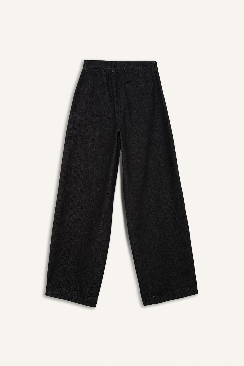 WOMAN Dark Blue Baggy Fit High Waist Long Jeans