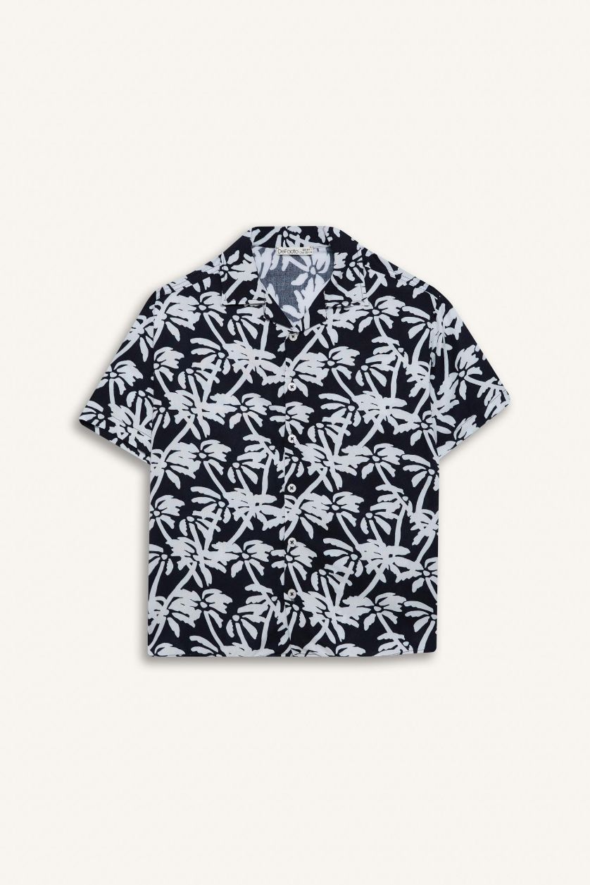 أولادي كحلي قميص اولادي نص كم اوفر سايز بياقة بولو