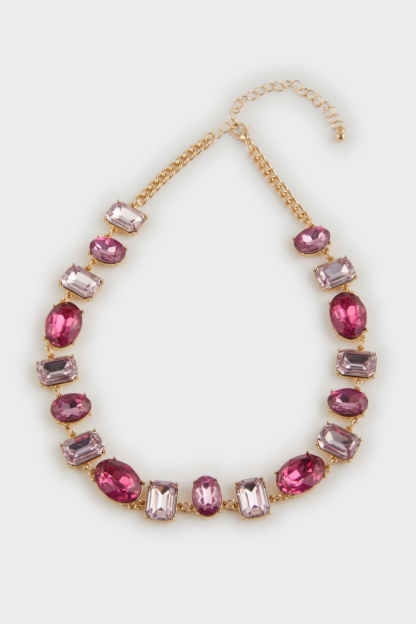 Kadın Karma Kadın Parlak Taşlı Gold Kolye