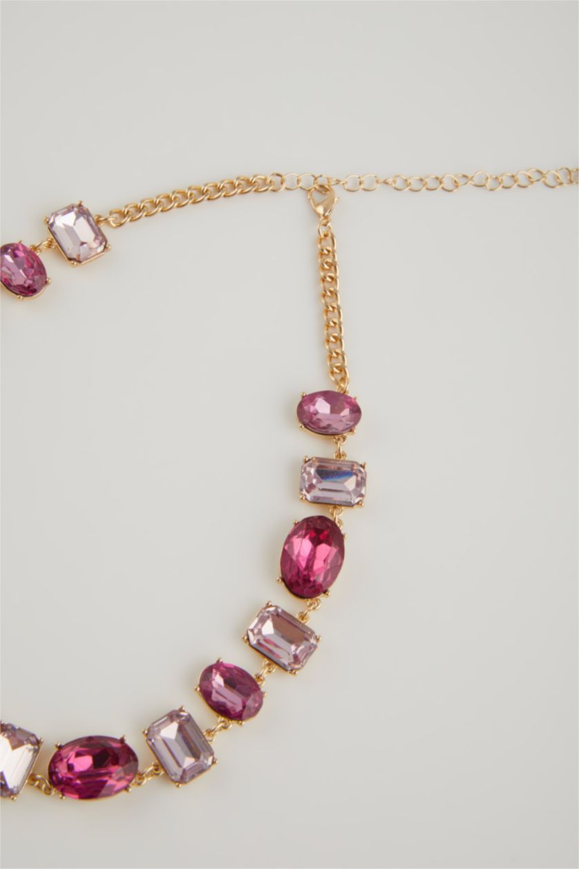 Kadın Karma Kadın Parlak Taşlı Gold Kolye