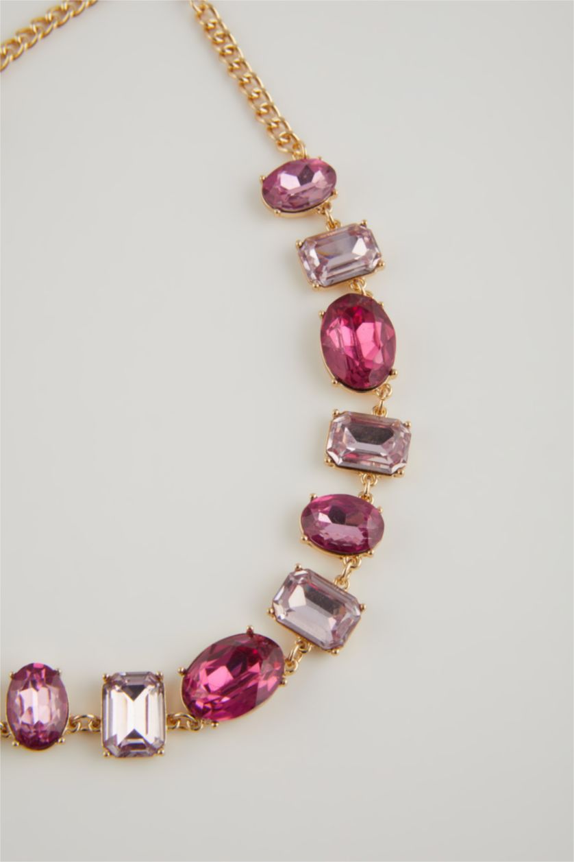 Kadın Karma Kadın Parlak Taşlı Gold Kolye