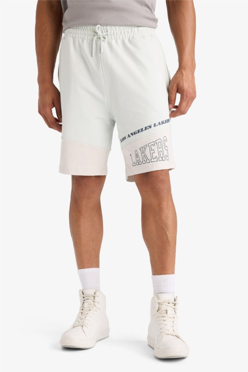 MAN Light Blue DeFactoFit NBA Los Angeles Lakers Standard Fit Shorts