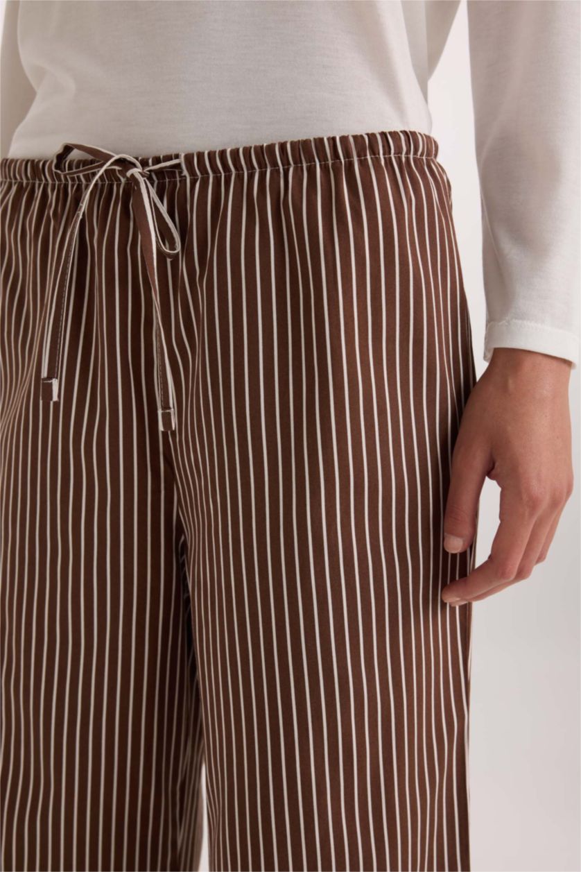 FEMME Marron Bas de pyjama en popeline rayé à taille élastique de Fall in Love
